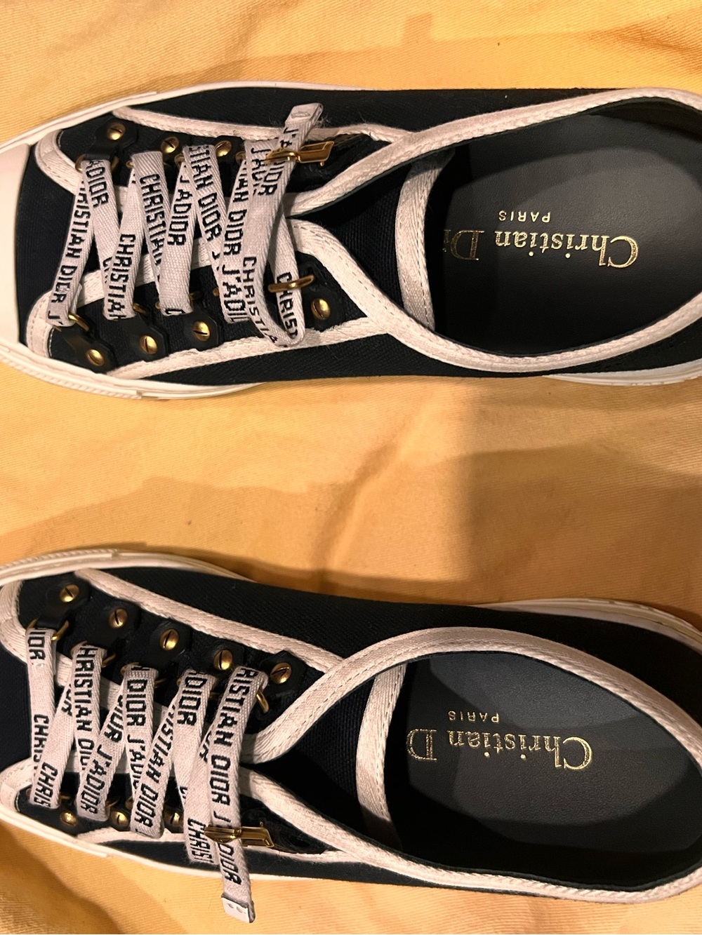 Dior Black Canvas Sneakers with White Logo Laces - Picture 2 of 4
